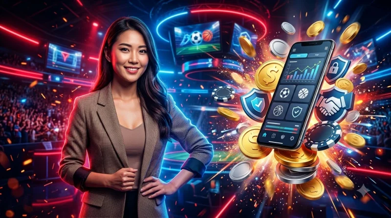 Biểu tượng lá chắn và cán cân phát sáng thể hiện chơi cá cược an toàn và có trách nhiệm