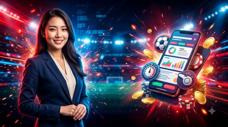 Bốn bước đọc kèo châu Á minh họa bằng các thẻ phát sáng nối tiếp nhau