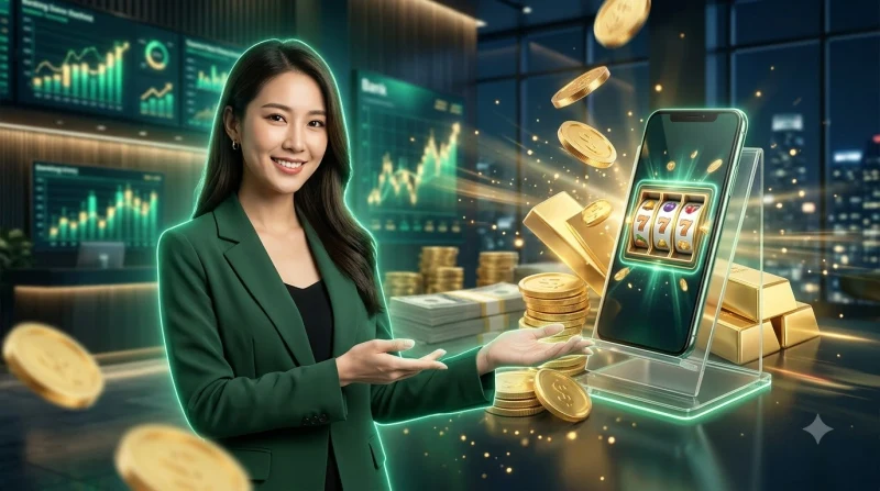 Các bậc phát sáng dẫn tới giao diện slot game minh họa hành trình bắt đầu của người mới